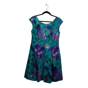 EUC Eliza J Silk Fit and Flare Dress Pleated Sleeveless Sz10